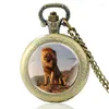 Zegarki kieszonkowe Wysokiej jakości Lion Ojciec i syn Glass Cabochon Quartz Watch Vintage Men Men Women Wisiant Naszyjnik