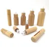 5ml 10ml Full natural bamboo Essential Oil Roller-ball Bottle carved window Clear Glass Roll On Perfume Bottles Stainless Steel Rollers Rtxk