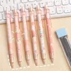 2pcs Cute Peach Mechanical Pencils Kawaii 0.5mm Automatic Non Sharpening Pens Korean Stationery School Office Supplies