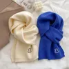 Écharpes couleur unie côtelé tricot écharpe pour femmes 2023 automne hiver épaissir chaud doux châles enveloppes femme laine longue