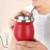 Teaware 1 ensemble 230ML Bombilla ensemble Yerba Mate gourde tasse à thé en acier inoxydable avec une cuillère et une brosse isolation thermique Anti-brûlure