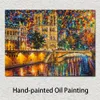 Impression moderne sur toile Art Paris - Cathédrale Notre Dame Peinture à l'huile contemporaine Rue Décor de restaurant fait à la main