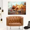 Handmade Landscape Art on Canvas Velvet Sunset Vibrant Street Artwork Painting Home Decor