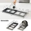 Support de rangement extensible en acier inoxydable, support organisateur de cuisine pour couvercle de casserole, planche à découper, séchage d'ustensiles de cuisine, organisateur