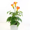 Flores decorativas 40CM Artificial Calla Flower Bundle Plastic Green Plants DIY Home Paisagismo Material Casa Ano Decoração Acessórios