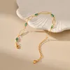 Charm Bracelets Plated Gold Green Stone Bracelet Crystal Teardrop Hollow Cubic Zirconia For Women Designer Jewerly Zirkon Bileklik