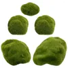 Fleurs décoratives 5 Pcs Vert Mousse Faux Pierre Micro Paysage Décor Bonsaï Pelouse Roches Artificielles Imité Mousse Ornement Mossy Bureau Faux