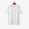 エスニック服7color Tang Men Tops The Traditional Chinese for Tai Chi Cotton Linen Shirt Summer短袖大人の男の子カジュアル服