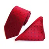 Bow Ties Men Tie & Hanky Suits 8cm Necktie Silk Gravata Business Neckerchief Polka Dot For Neckwear