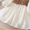 Vestidos de menina primavera outono de bebê ternos de menina colete vestidos de manga longa 2 peça crianças vestido de princesa fofa crianças chiffon vestido 2 a10t 230617