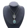 Chains 5PCS Wholesale Price Natural Semi Precious Stone Water Drop Shape Faceted Pendant Necklace Clavicle For Jewelry Accessorie