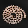 Nuovo design gioielli hip-hop catena cubana con diamanti zirconi personalizzati placcato oro 18 carati collana con catena da tennis a cuore ghiacciato per donna