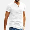 T-shirt da uomo Camicie di lino a maniche corte da uomo Camicie casual larghe da uomo traspiranti Camicie di cotone solido slim fit Camicie da uomo pullover Camicetta 230617
