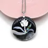 Łańcuchy naturalne skorupy abalone naszyjnik okrągłe grawerowanie kreskówek kwiat kształty wykwintne uroki do biżuterii tworzący osobowość majsterkowania
