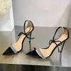 Gianvito Rossi Sandaler Stiletto klackar Sandaler klädskor Hälen för kvinnor Summer lyxdesigner Sandaler Designer Skor Fotrem H EALED BACKLAGA FOLLKOTKVINNER Kvinnor