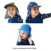 Cuffie da nuoto Cappello da sole blu Cappelli da nuoto Cappellini da pescatore Protezione UV Collo da orecchio Berretto da spiaggia per cartoni animati Tesa larga Nuoto Outdoor Boy Girl 230617