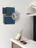 Настенные часы роскошные большие часы дерево молчаливое скандинавское современное домашнее декор синее 3D часы гостиная