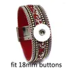 Braccialetti con ciondoli Moda intercambiabili Magnet 294 Strass Pelle di velluto Fit 18mm Bracciale con bottone a pressione Bracciale rigido per regalo donna