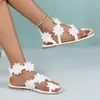 Sandalen mode zomer s schoenen basic bohemia vrouwen witte kanten platte vrouwelijke sandalia's schoen baic sandalia 591 sandaal