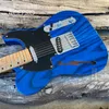 ACEPRO F-hole Transparent Blue Electric Guitar 20mm Solid ASH Body Roasted Maple Neck Stainless Steel Frets Chrome Hardware