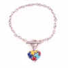 Charm Bracelets Drop Autism Awareness Jewelry Zinc With Multi Enamel Hope Heart Puzzle Piece Toggle OT