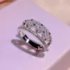 3 Big Mosan Stone Ring Fashion Wedding Jewelry for Woman Silver Color Female Ring Shine Crystal Brand Ring Lover Gift