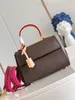 10A Designers Classic Cluny Handbag Womens Top Handle Handbag Cowhide Trim Purse Crossbody Shoulder Fabric Strap Bag