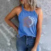 Camisetas Femininas Regata Feminina Gola Rolê Verão Sol Lua Com Letras Halter Decote Sem Mangas Swing Camisa