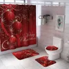 Cortinas de feliz natal impressas, cortina de chuveiro de banheiro, à prova d'água, conjunto de tapete antiderrapante com 12 ganchos