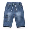 Shorts Boys Denim Summer Fashion Brand Design Kids Print Embroidery Lattice Jean Short Pants For Teen Boy 214 Years Clothes 230617