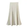 Summer Silk Women Skirt Thin High Waist Mid-length Satin Elegant Summer Pink Midi Skirt New Korean Style Mermaid Skirt