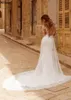 Long Sleeves Mermaid Wedding Dresses With Detachable Train Glamorous Lace Appliqued Boho Garden Bridal Gowns Illusion Buttons Back Sexy Robes de Mariee CL2467