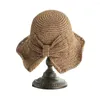 قبعات واسعة الحافة نساء الصياد قبعة التخييم القوس القوس ديكور الزخرفة قابلة للغسل العطلة الصيفية القش مضاد لـ UV