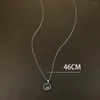 Pendant Necklaces Christmas Day Cute Small Snowflake Round For Women Silver Color Aqua Blue Zircon Wedding Choker Party Jewelry