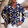 Camisas casuais masculinas moda superdimensionadas para homens de impressão de leopardo de manga longa roupas masculinas havaianas e blusas