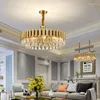 Chandeliers Stainless Steel Modern Minimalist LED Crystal Chandelier K9 Ring Living Room Lamp Gold El Villa Fixture