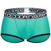 Underpants AIIOU Sexy Mens Boxer Short Underwear Panties U Convex Large Pouch Breathing Breathable Mesh Hole Men Trunk