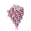 Brooches Enamel Full Purple Pearl Grape Women Alloy Weddings Banquet Brooch Pins Gifts