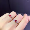 Cluster Rings Fashion Cute Flowers S925 Silver Natural Red Ruby Gem Ring Gemstone Woman Girl Weddings Gift Jewelry