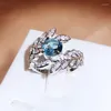 Кластерные кольца 925 Странная мода Super Flash Leaf Peate Fear Ring Кольцо Женское открытие Микроульдированное с бриллиантовым ювелирным подарком