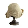 قبعات واسعة الحافة نساء الصياد قبعة التخييم القوس القوس ديكور الزخرفة قابلة للغسل العطلة الصيفية القش مضاد لـ UV