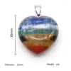 Hänge halsband naturliga sten chakras halsband hjärtat färgglada agater för kvinnor juveligt utsökt gåva 30mm
