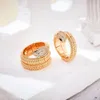 Designer Collection Style Open Ring Women Lady Paved Diamond Champaign Gold Color Elastic Full Beads Single Circle Snake Serpent Rings High Quality Jewelry