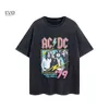 AC/DC Band som omger Heavy Metal American Street Vintage Kort ärm T-shirt för män Löst dimma halvärmar