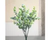 Fleurs décoratives 7 Branches / bouquet Artificielle Artisanat Fleur Eucalyptus Plante Succulente DIY Hiver Faux Feuilles Blanc Vert Mariage Maison