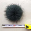 Scarves 2023 Real Raccoon Fur Pompoms 1pcs Fluffy Dark Green Pom Hat Cap Beanies Scarf Key Chain Accessories Natural Balls