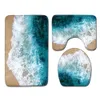 Matten Zeester Shell 3-delige badkamermattenset Ocean Series Antislipbadmat Toiletbrilhoes Tapijt voor Home Decor Printing Deurmat