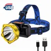 Faros delanteros Luz de cabeza portátil Faro LED Linterna recargable USB Lámpara de emergencia para acampar al aire libre Ciclismo Pesca Linterna 230617