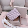 Designer Pocket Wallet Women Genuine Leather Handbag Purse 3 Card Holders Fashion Lady Small Pouch 5 Colors with Box