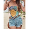 Regata Feminina LiTi Feminina Rua Hipster Sexy Envolto Um Gola Camiseta Irregular Tipo Renda Tops Verão